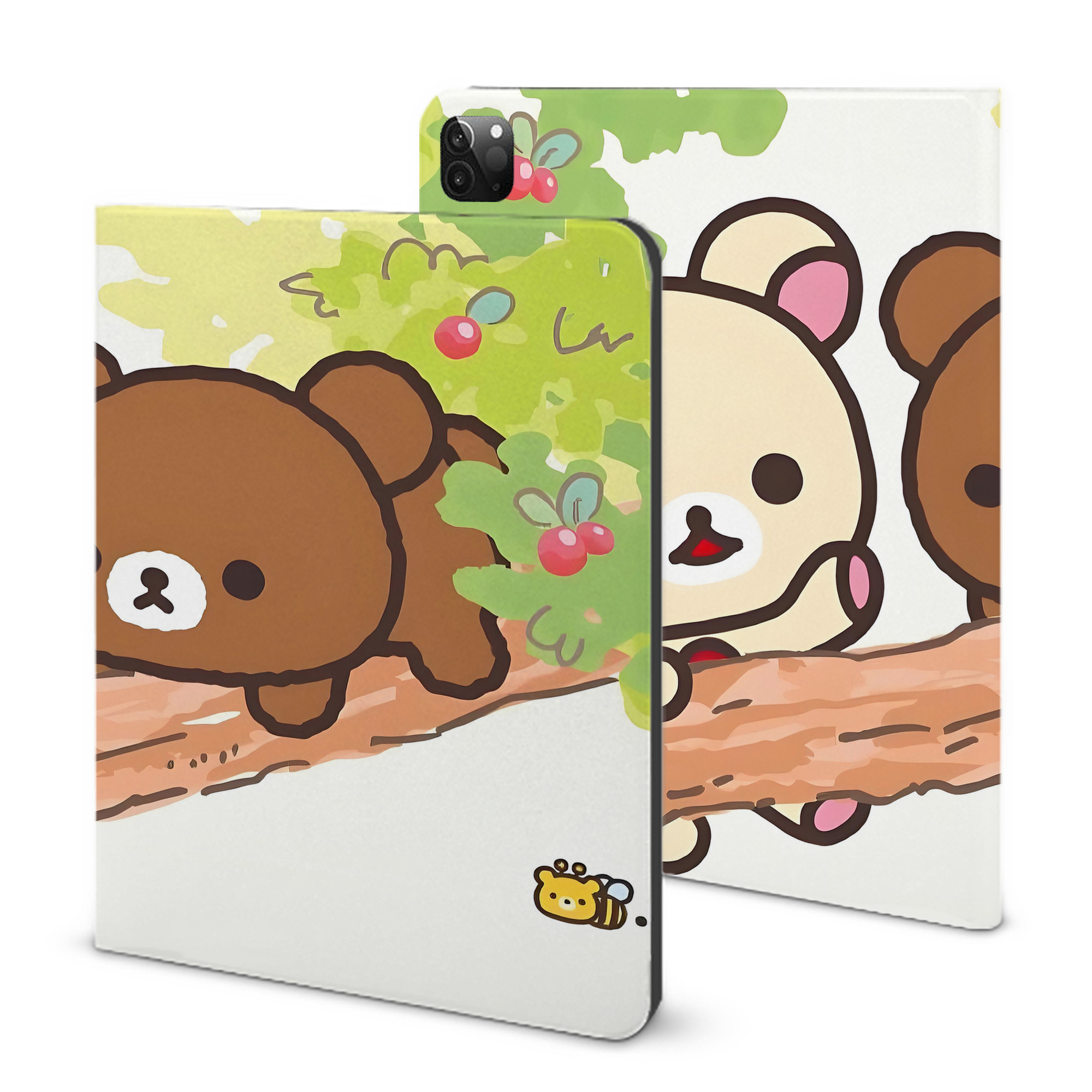 （画像用） リラックマ リラックマ キイロイトリ Rilakkuma Korilakkuma Kiiroitori IPadケース ペンホルダー付き ブックスタイルデザイン